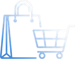 Shopping bag and cart icon for retail store payment processing
